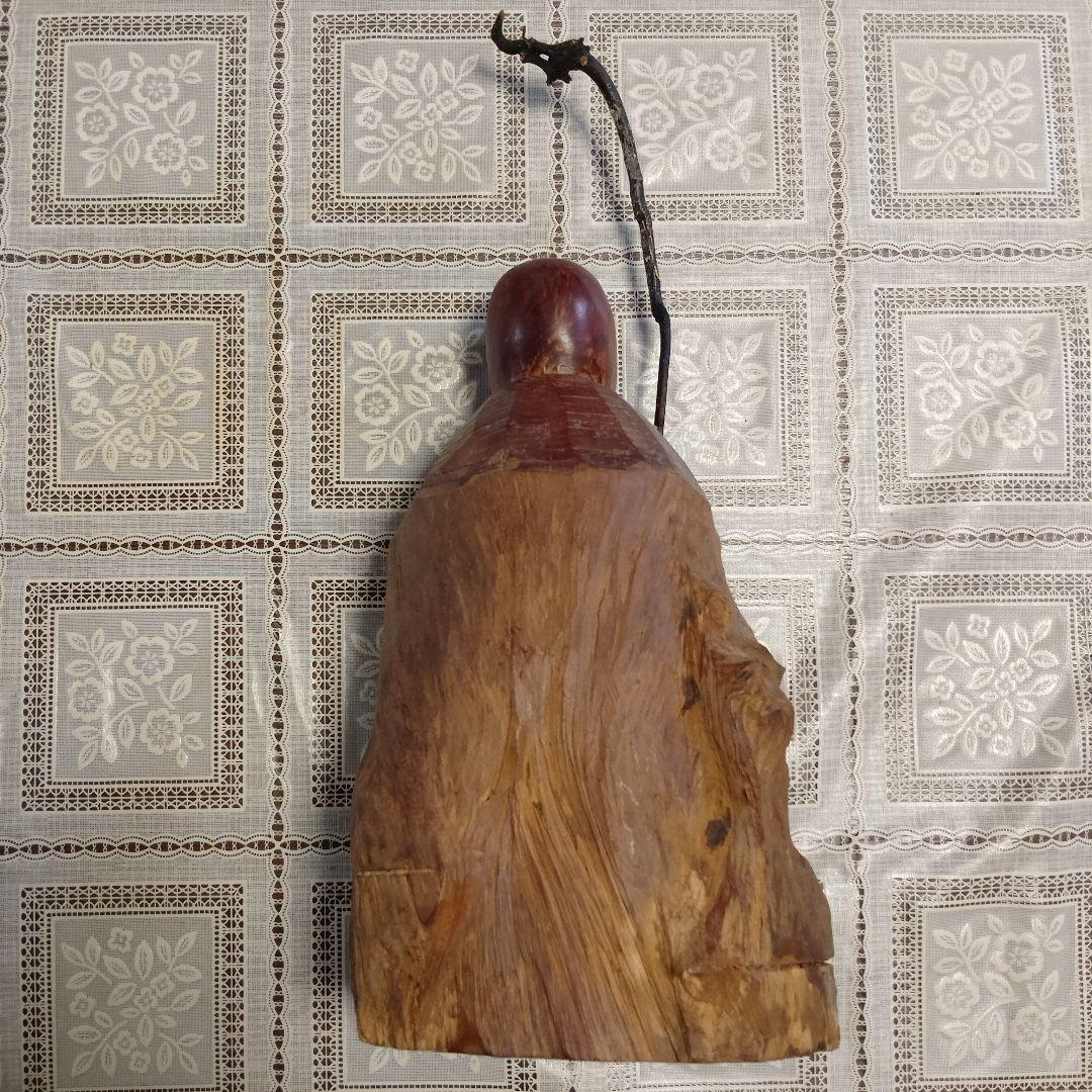 一刀彫『福禄寿　寿老人』逸品、高さ42cm(如意棒含)