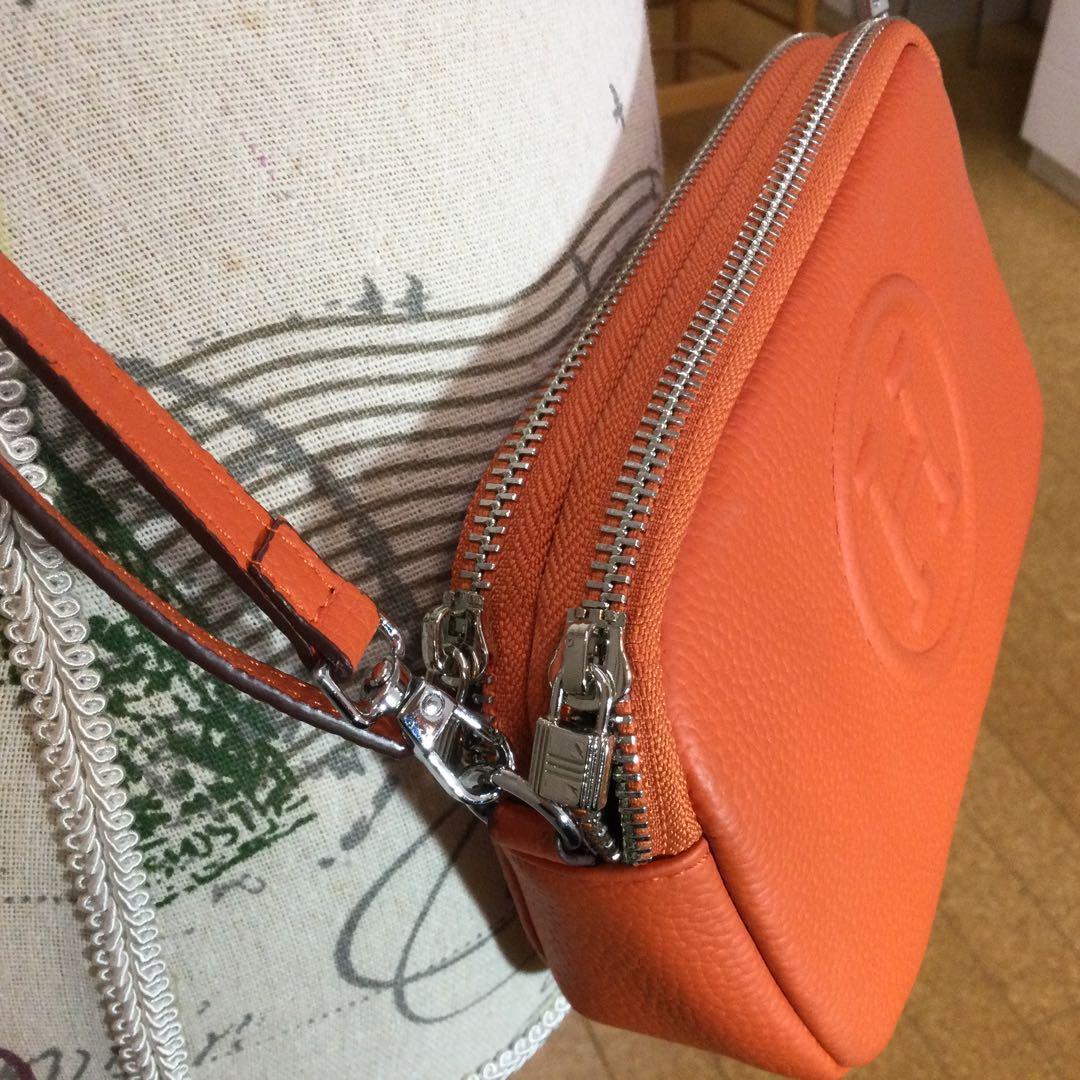 BA　本革製☆Hロゴオレンジ ショルダーバッグ
