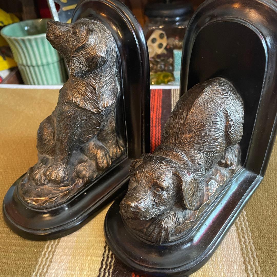 希少品！50's〜60's アメリカアンティーク　犬のブックエンド置物USA