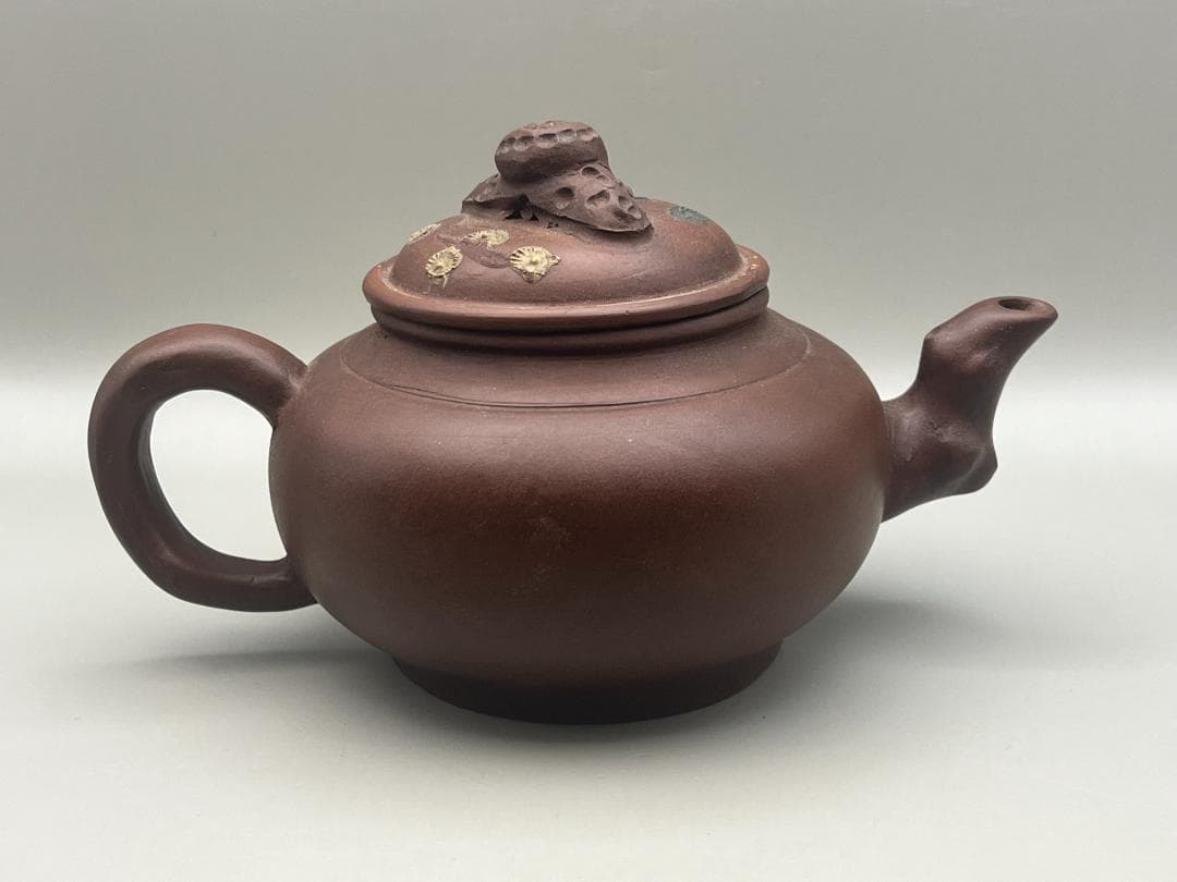 【海】中国美術品　紫砂壷　朱泥急須_11　在銘　時代品　美術品