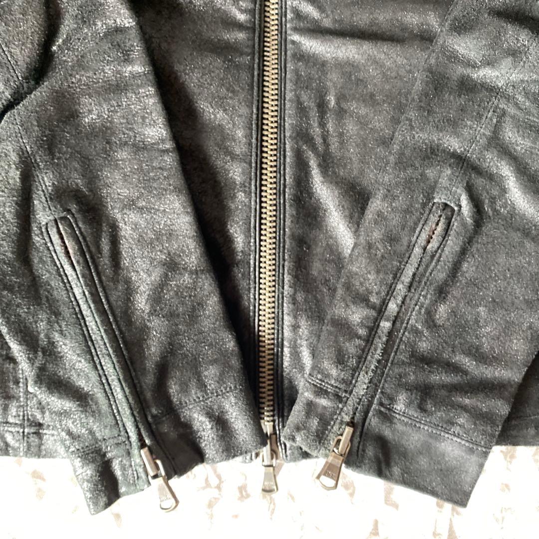 オブザネ－ジュスタイル　ホースレザー　シングルライダース　ジャケット　裏地総柄