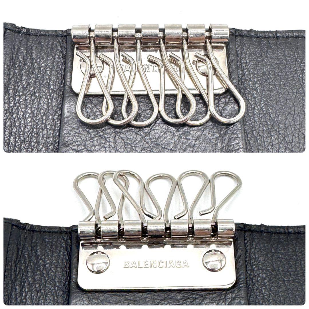 良品✨バレンシアガ　6連キーケース　キーリング付　エブリデイ　レザー　黒