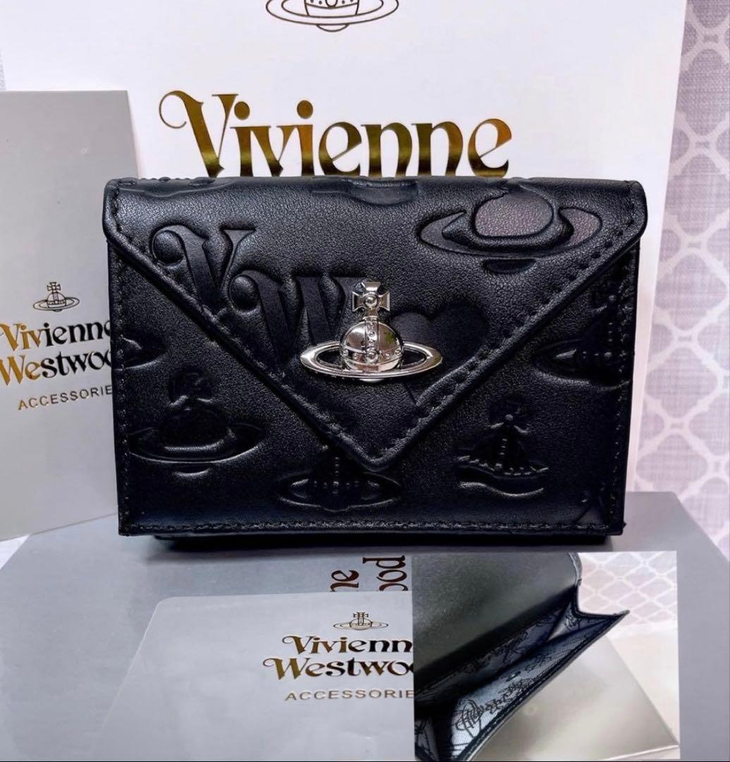 【内柄も素敵☆最新】Vivienne Westwood 三折財布 マットブラック