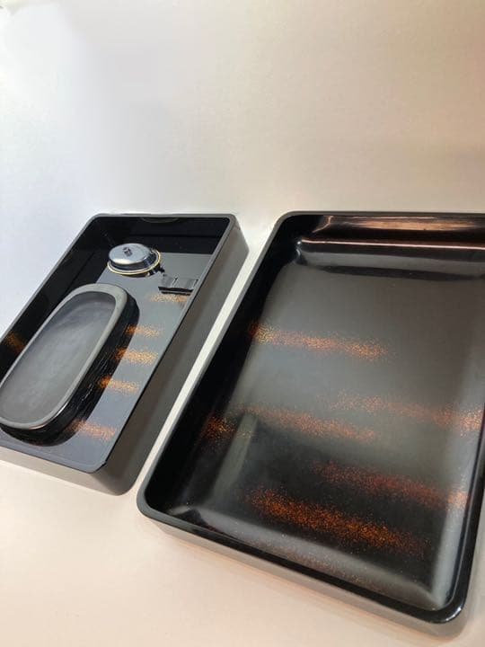 硯箱　桜と目白