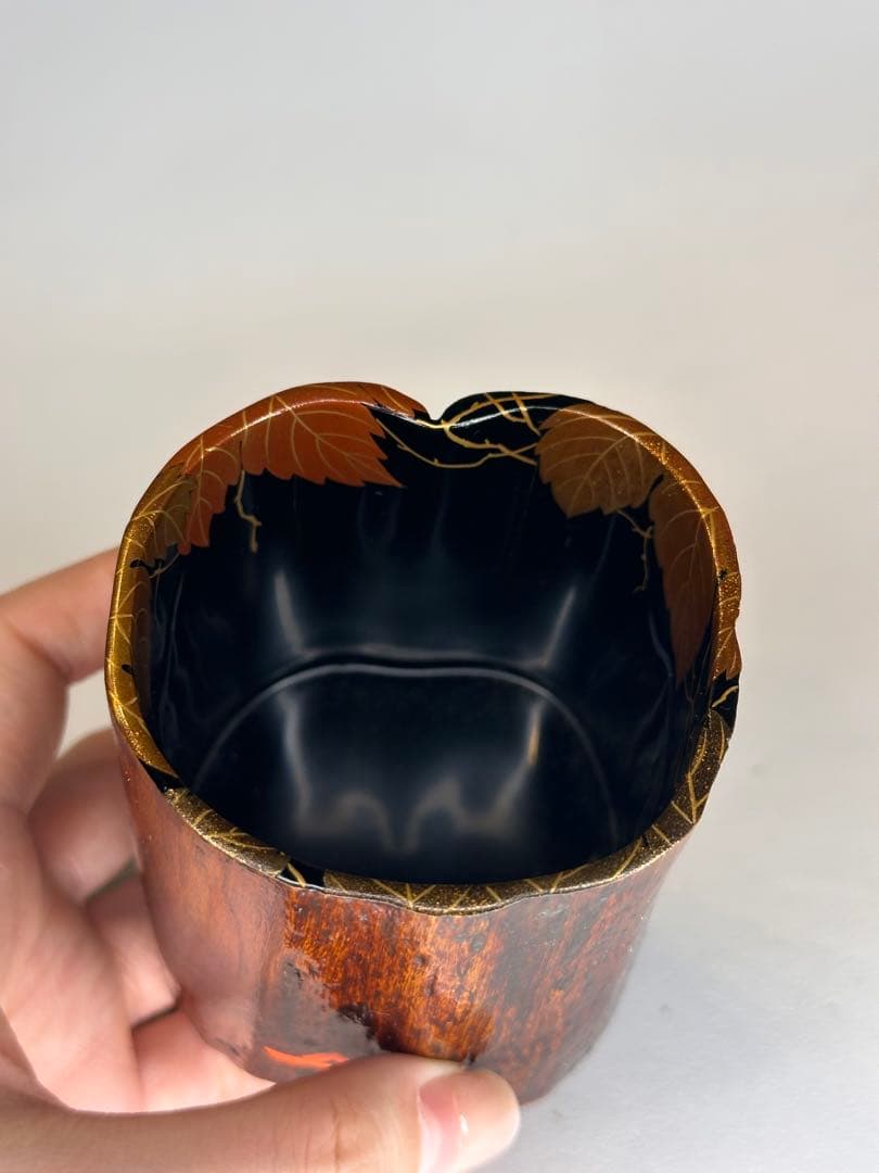 漆器　茶棗 樹根形　内金蒔絵　洒金　款有