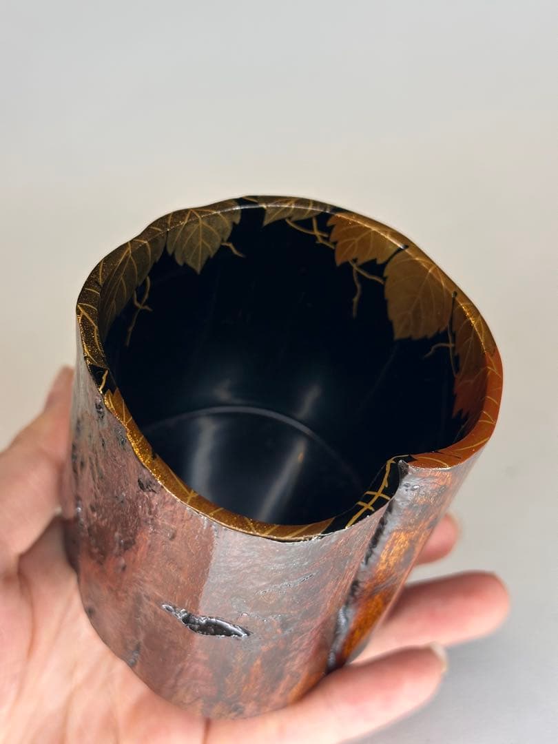 漆器　茶棗 樹根形　内金蒔絵　洒金　款有