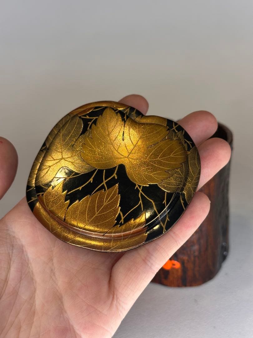 漆器　茶棗 樹根形　内金蒔絵　洒金　款有