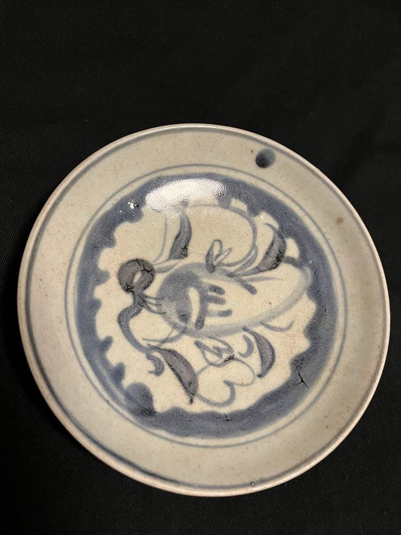 激レア！豪快な絵付け 中国南方窯 鳳凰図？皿 割れ、カケなし