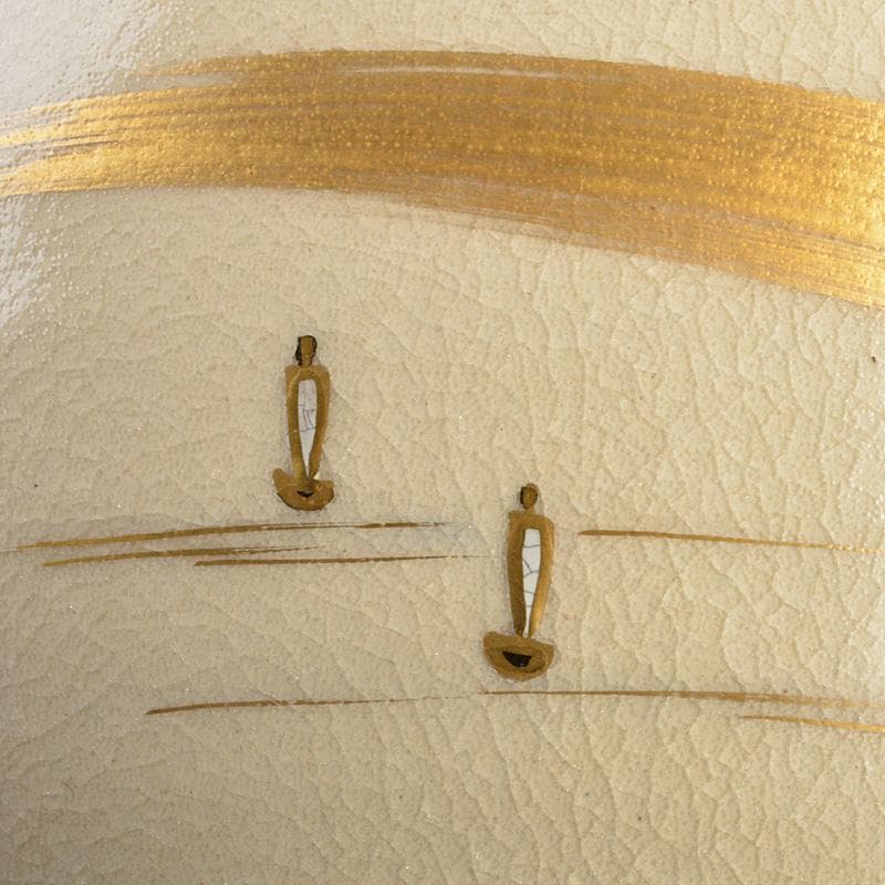 のらぴねこ　清閑寺窯　杉田祥平造　色絵仁清瀬田川　茶碗　共箱　V　6688