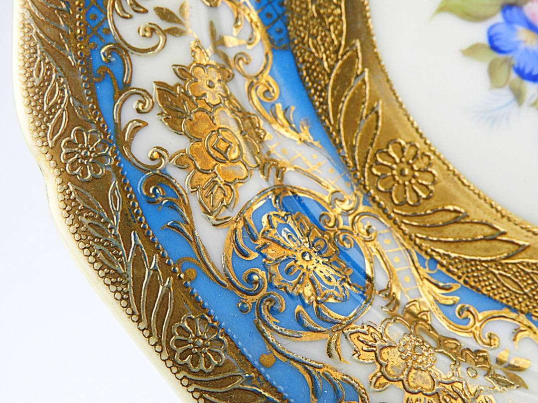 オールドノリタケ 金彩 ターコイズ 薔薇 カップ トリオ