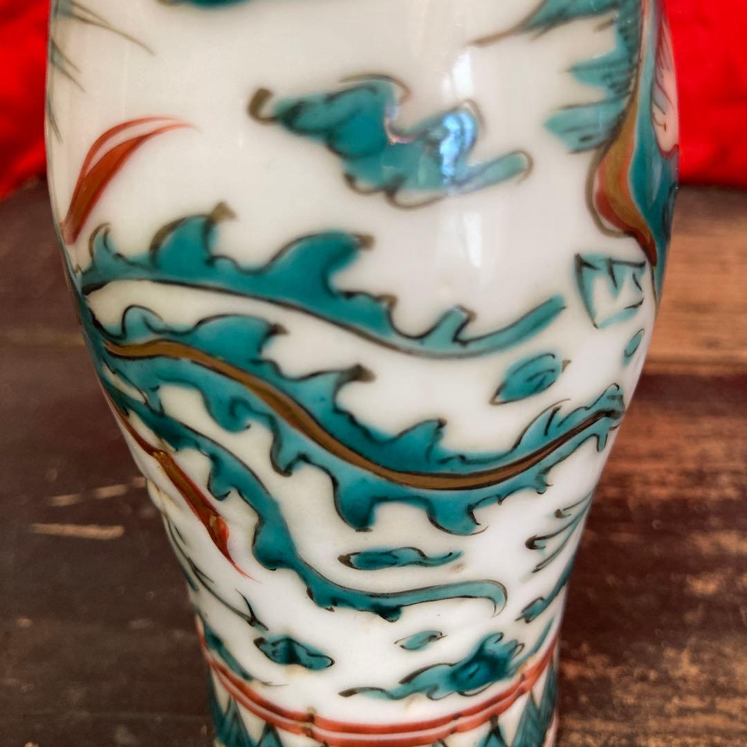 中国　呉須青絵　瓶一対　鳳凰図