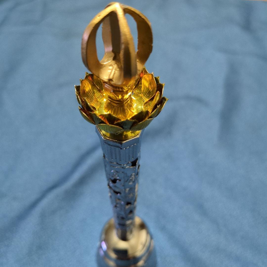 値下げ　京都　特選　金鍍金蓮華宝珠　銀鍍金表装金具の荘厳『持鈴』2本ペアセット