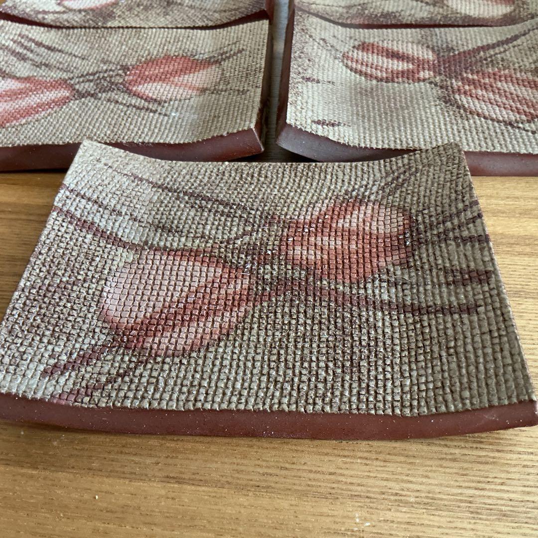 備前焼　緋襷　銘々皿　5客セット　共箱付き　石野充信作