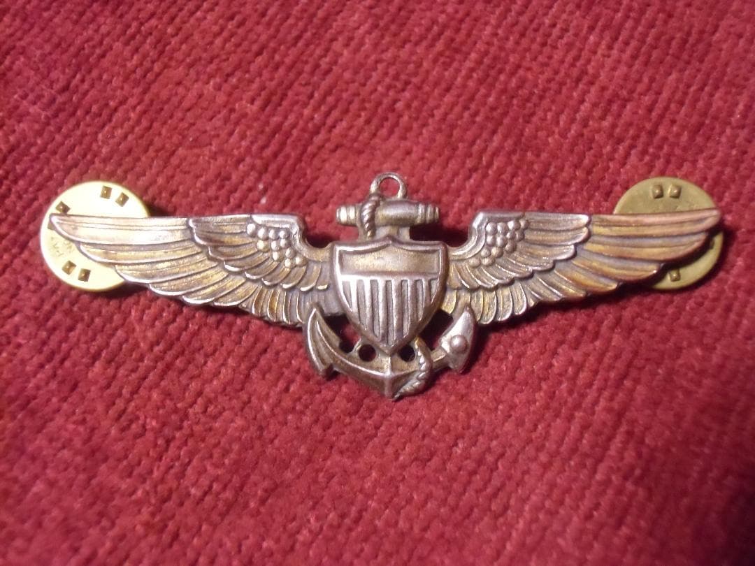 ★１９４０年代＊アメリカ軍＊海軍＊銀製＊パイロット章（実物）