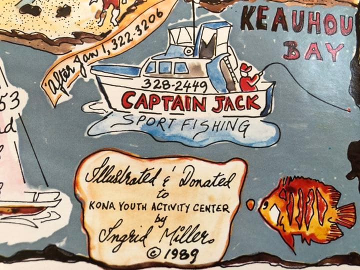 超レア80年代オリジナルハワイ島カイルアコナイラストマップビンテージポスター地図