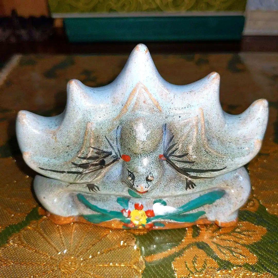 【最終価格】中国　蝙蝠図筆架　筆立　蝋印付　時代品