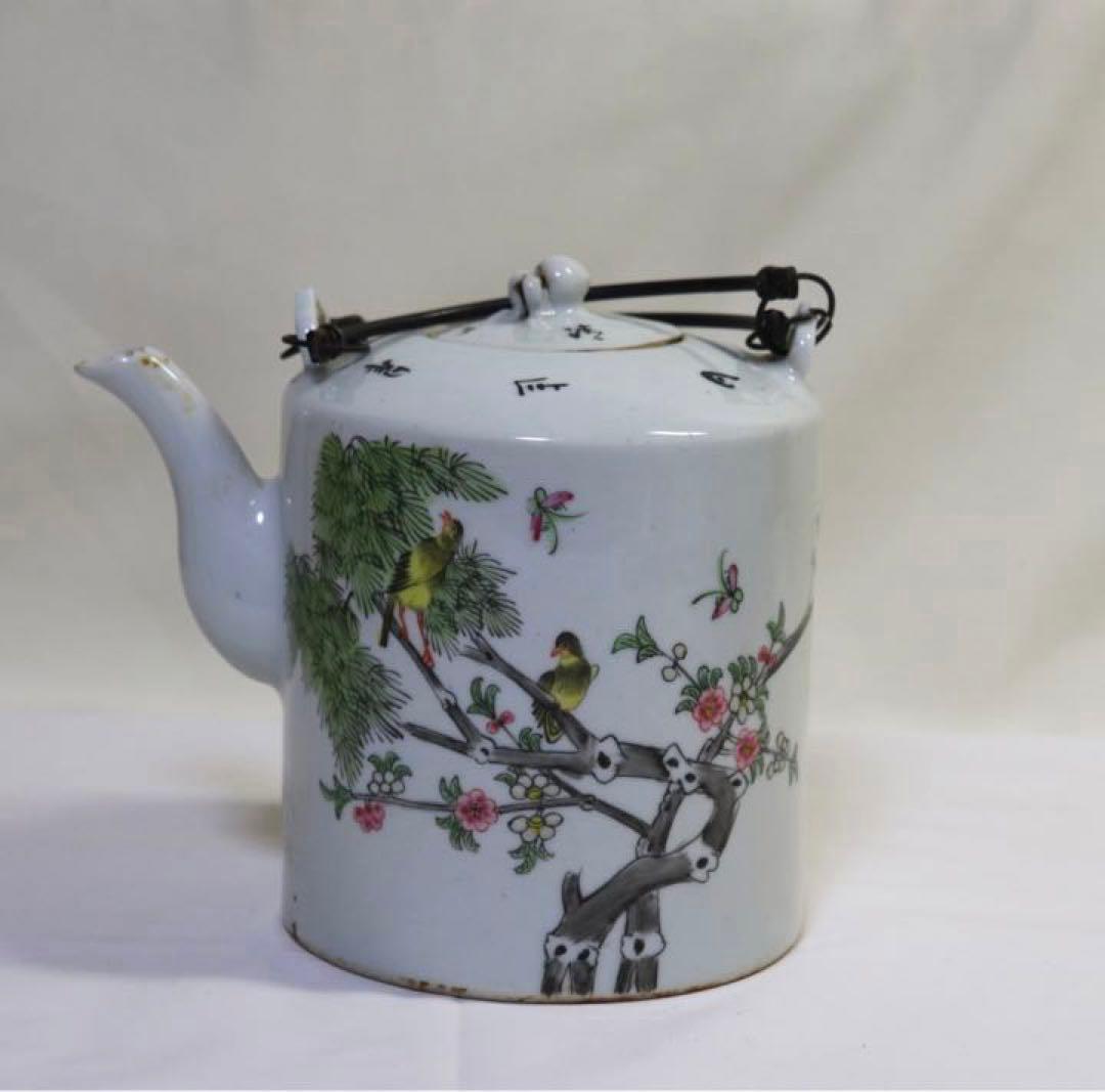 中国　清朝末期　浅絳彩急須　送料込み1101