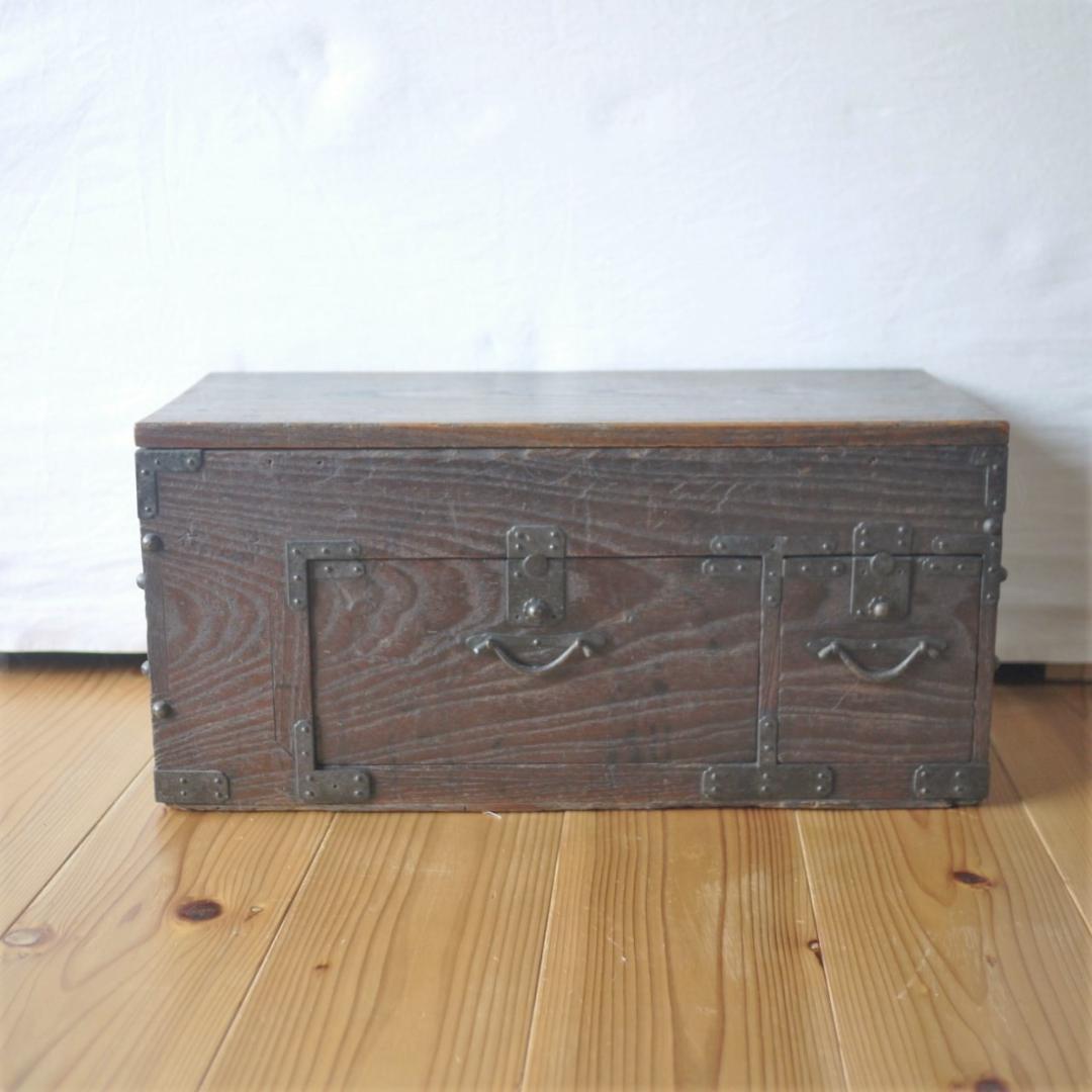 小箪笥　道具箱　帳場箱　硯箱　銭箱　小引き出し　鋲金具　古民具　時代民芸家具