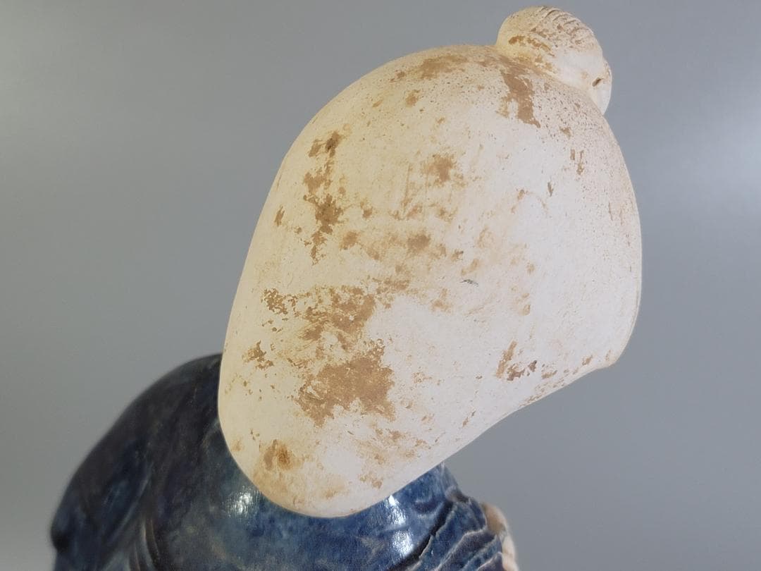 DT360 中国美術 青釉 女人 俑 置物