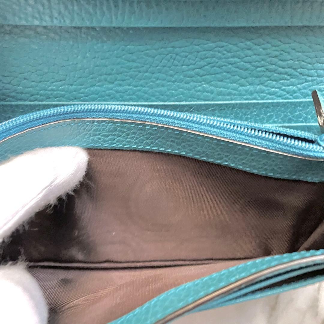 GUCCI グッチ 長財布 GG 金具 レザー ブルー　美品　0112-⑤