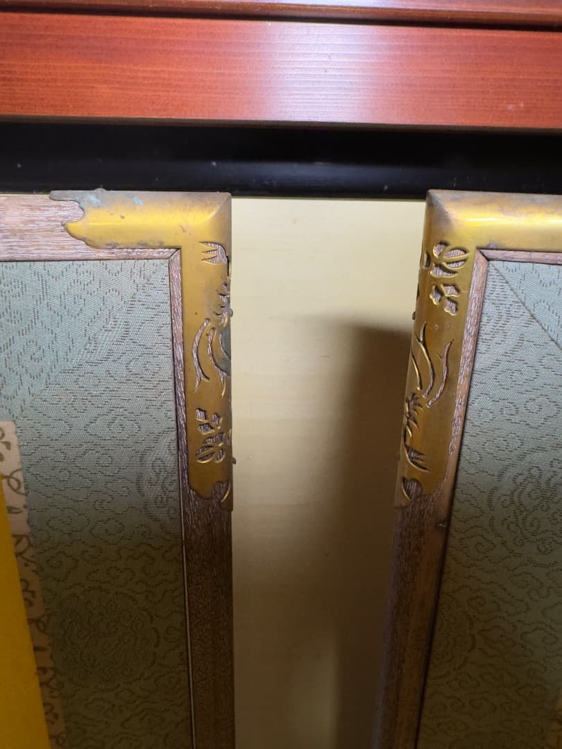 金沢製 金箔屏風 二曲一双 約100年前 美品