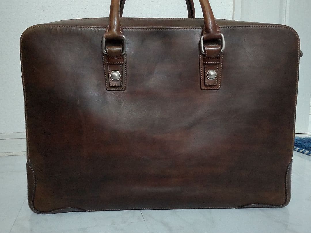 フランチェスコベニーニョ レザー ブリーフケース ブラウン 2室
