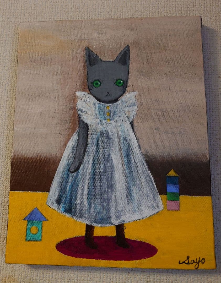 「猫のジル」4号サイズ　油絵　よこたさよ作品