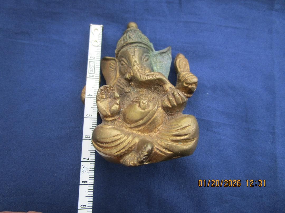 仏像　渡金仏【?】ガネーシャ像　時代物　象の顔の仏　頭部に錆あり　1体