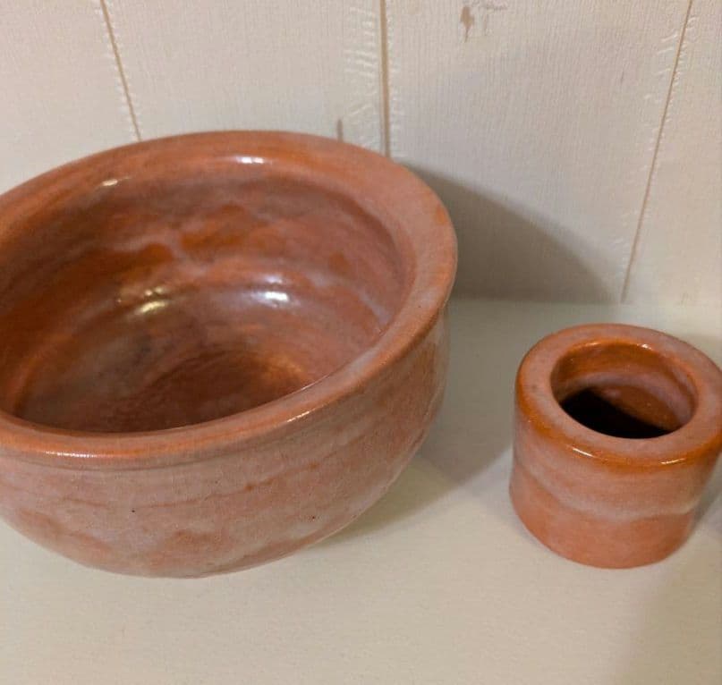 茶道具　建水　蓋置　杓立　三楽作　赤楽