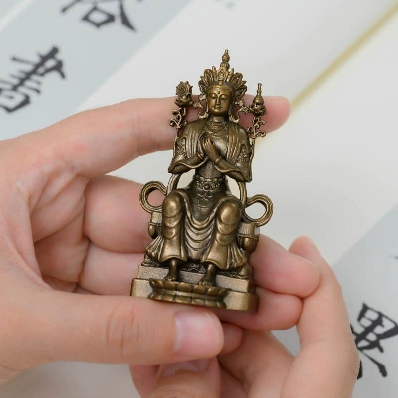 仏教美術 仏像 小仏像 天冠弥勒仏像 銅製品 鎮宅辟邪 開運風水 招財 置物
