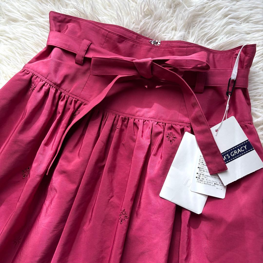 【未使用　タグ付】リボン　エムズグレイシー ハート刺繍　スカート　21年　38