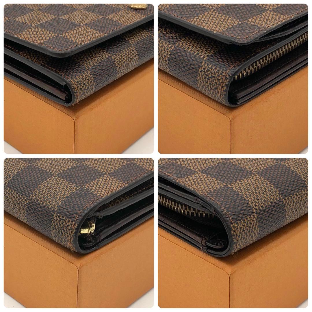 ルイヴィトン ダミエ エベヌ トレゾール 二つ折り財布 ブラウン コンパクト