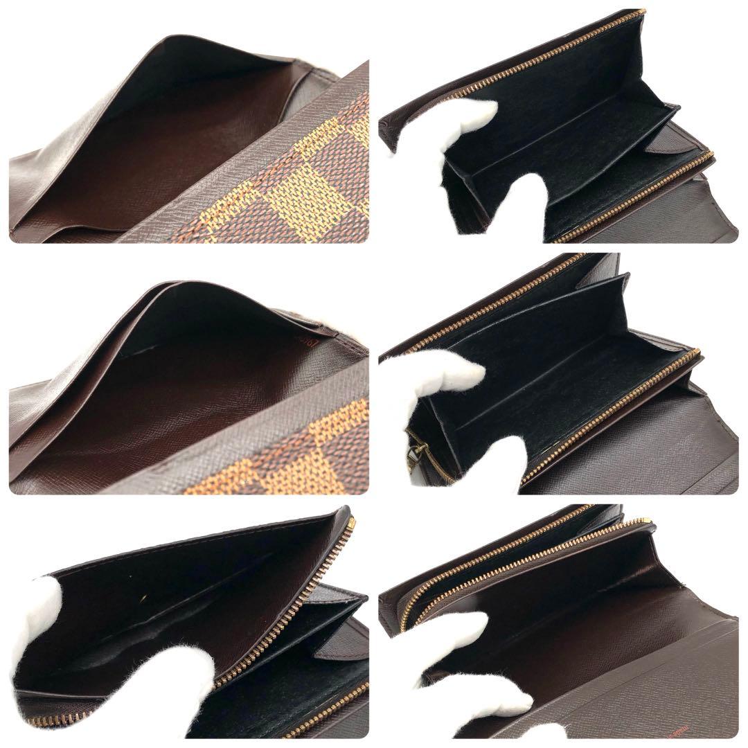 ルイヴィトン ダミエ エベヌ トレゾール 二つ折り財布 ブラウン コンパクト