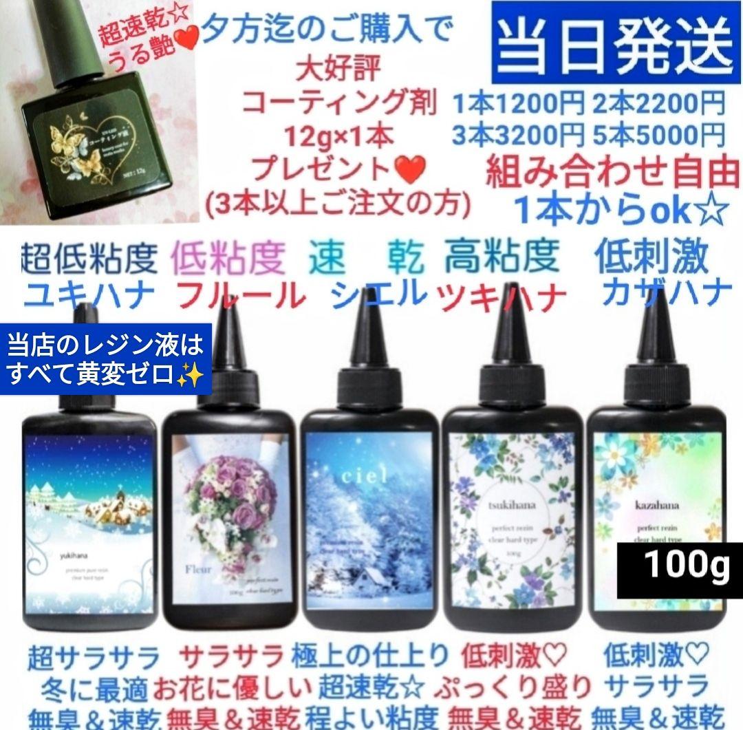 専用レジン液 シエル12本、コーティング剤つき