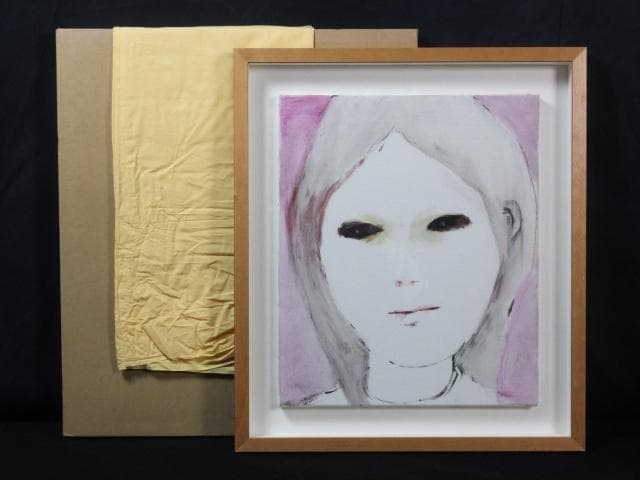 現代美術　福島淑子　直筆サイン『Untitled』キャンヴァスに油彩 0317B