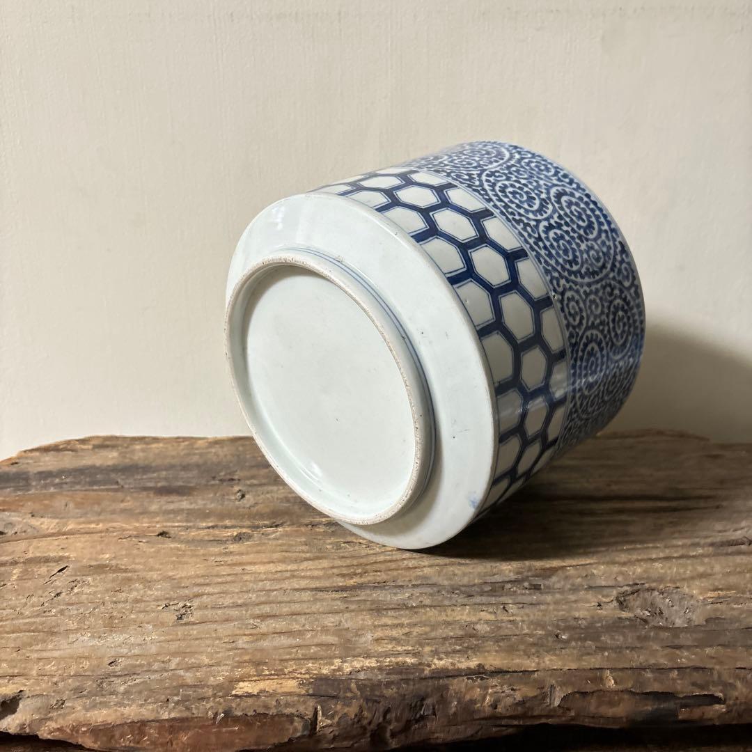 古伊万里たこ唐草蓋物　アンティーク 古道具　骨董　蕎麦猪口　検:李朝.白洲正子