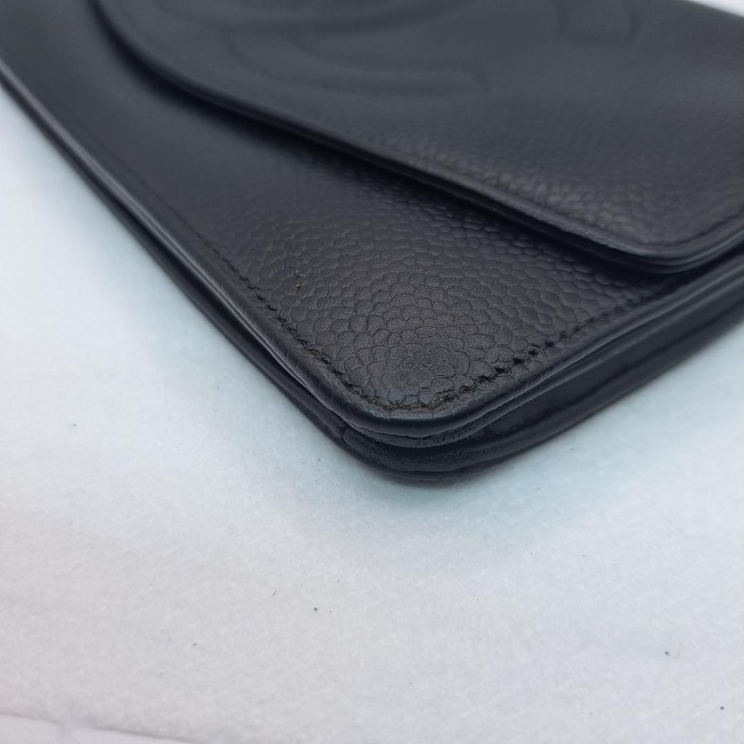 K*n様 CHANEL　デカココ　二つ折り財布　キャビアスキン　長財布　財布