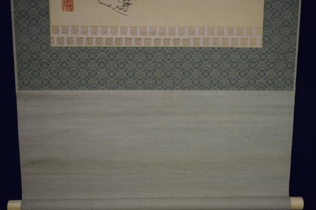 真作/姫島竹外/梅に雀図/布袋屋掛軸HI-340