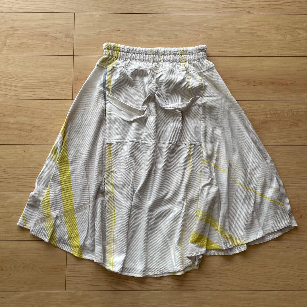 ストライプ フレアスカート ホワイト/イエロー