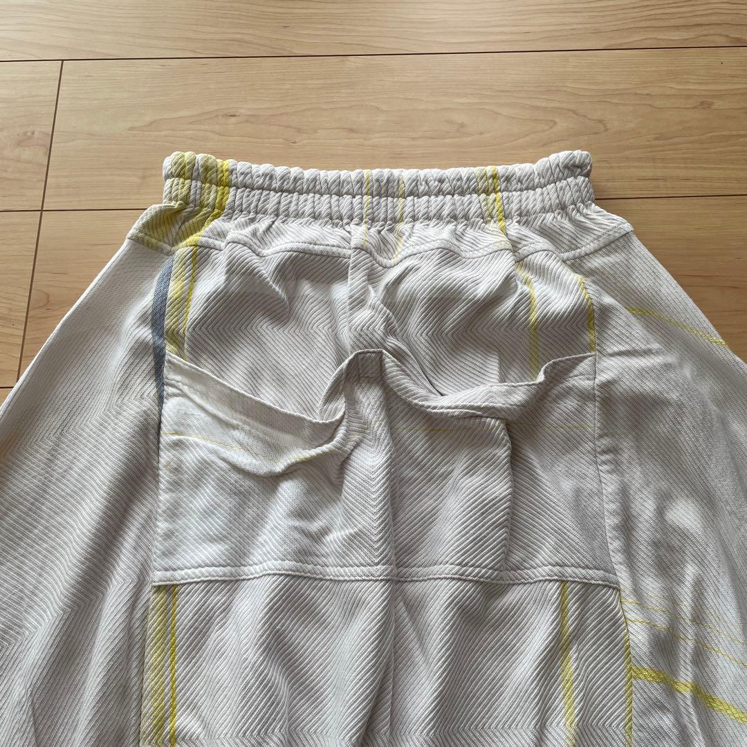 ストライプ フレアスカート ホワイト/イエロー