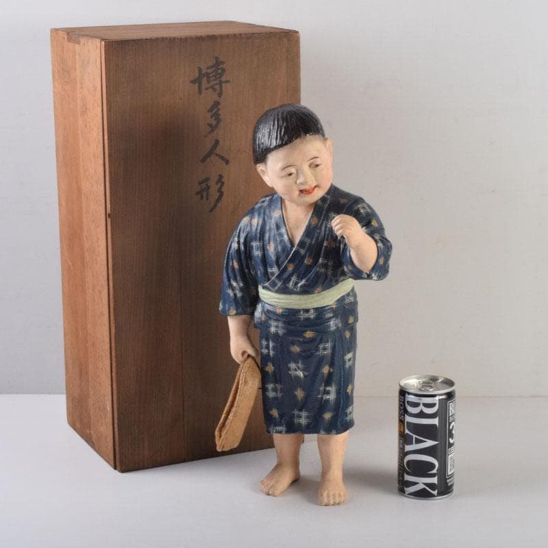 博多人形　陶人形　童　男の子　置物　時代箱　C　8739A