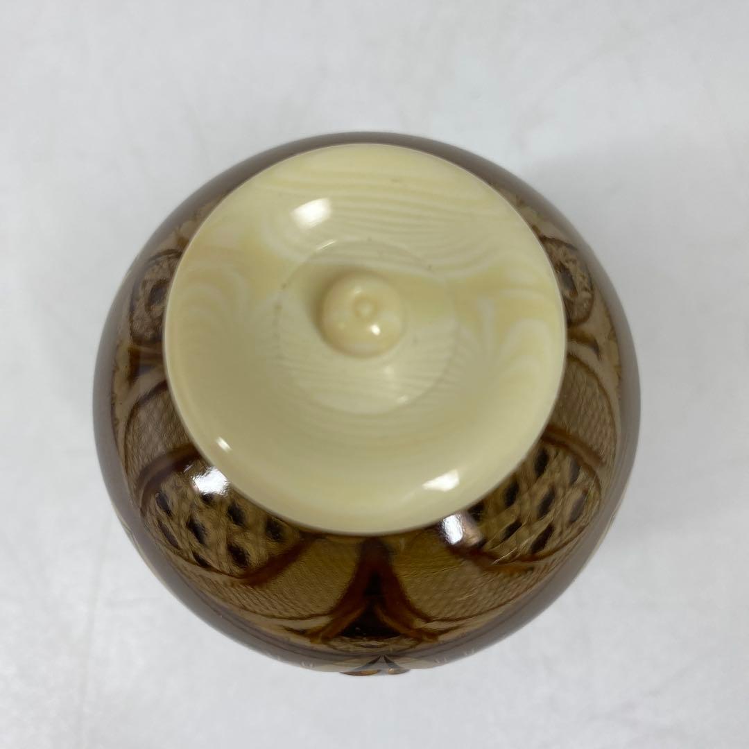 黒木国昭　綾切子　アンバーパープル二色切子茶入　共箱トニコ東さ7-0219☆2F