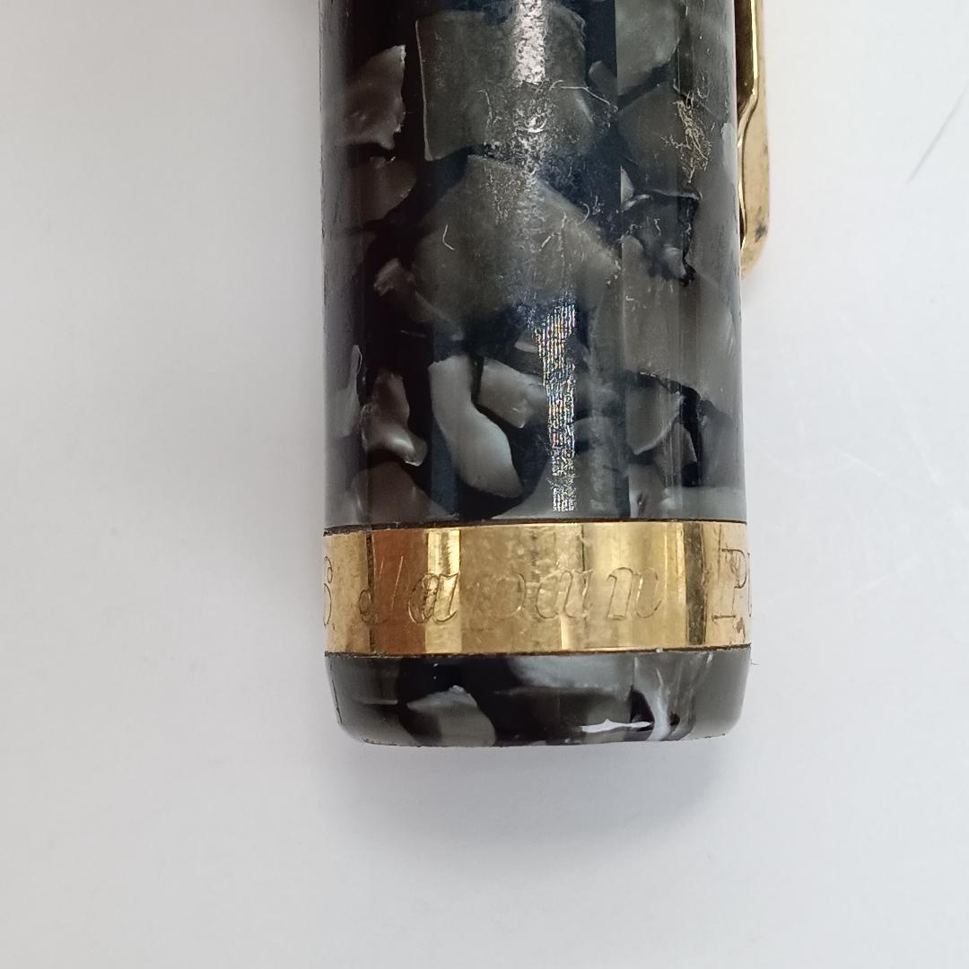 稀少 PLATINUM プラチナ 14Ｋ 万年筆 ブラック 3776 マーブル