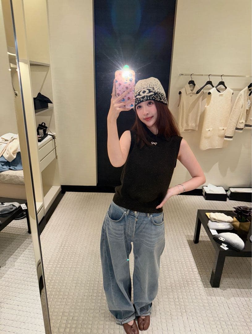 値下げ！新品未使用　シャネル　ニット帽　CCロゴ　coconeige 最新作