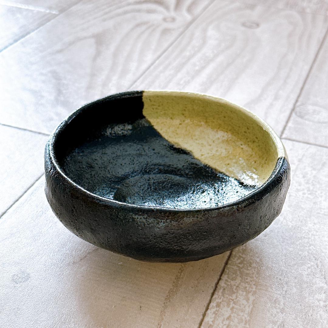 林陶造　馬盥茶碗　黒掛分け　印　紙箱　古道具　茶道具