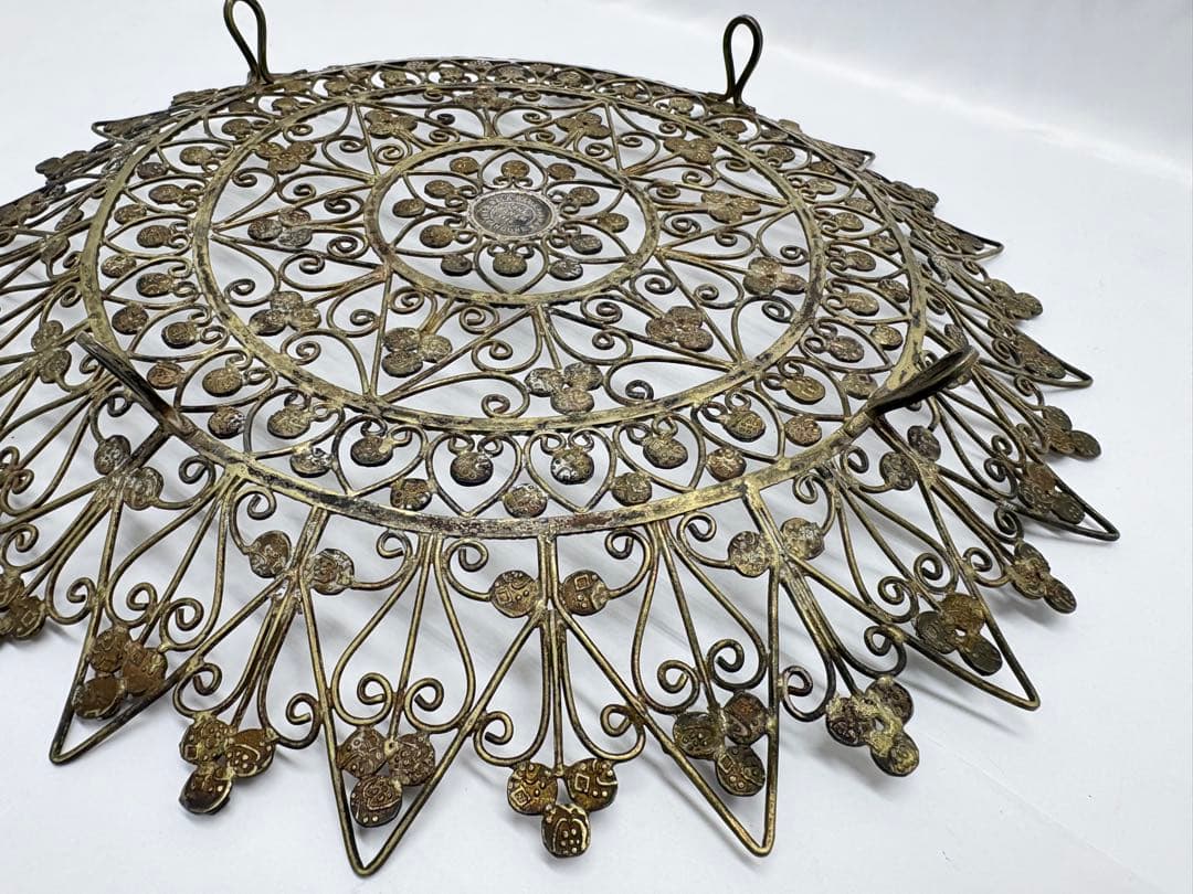 インド ファナム トラヴァンコール  フィリグリー 銀製 脚付き皿