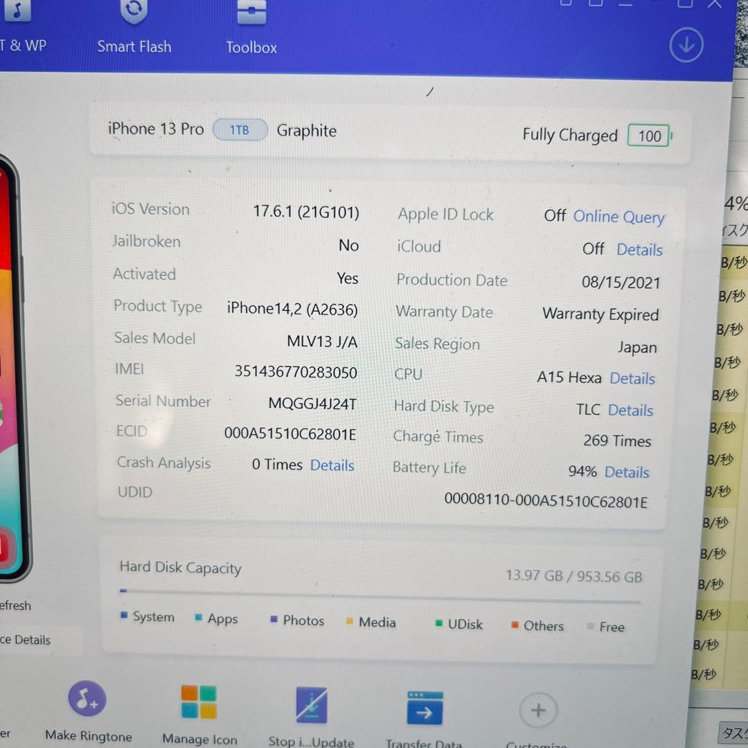 【SIMフリー】 iPhone 13 Pro 1TB グラファイト