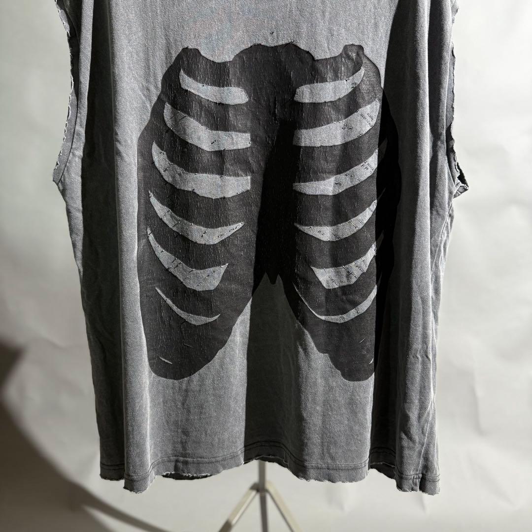 DANKE SCHON ボーンプリントデストロイノースリーブカットソー M