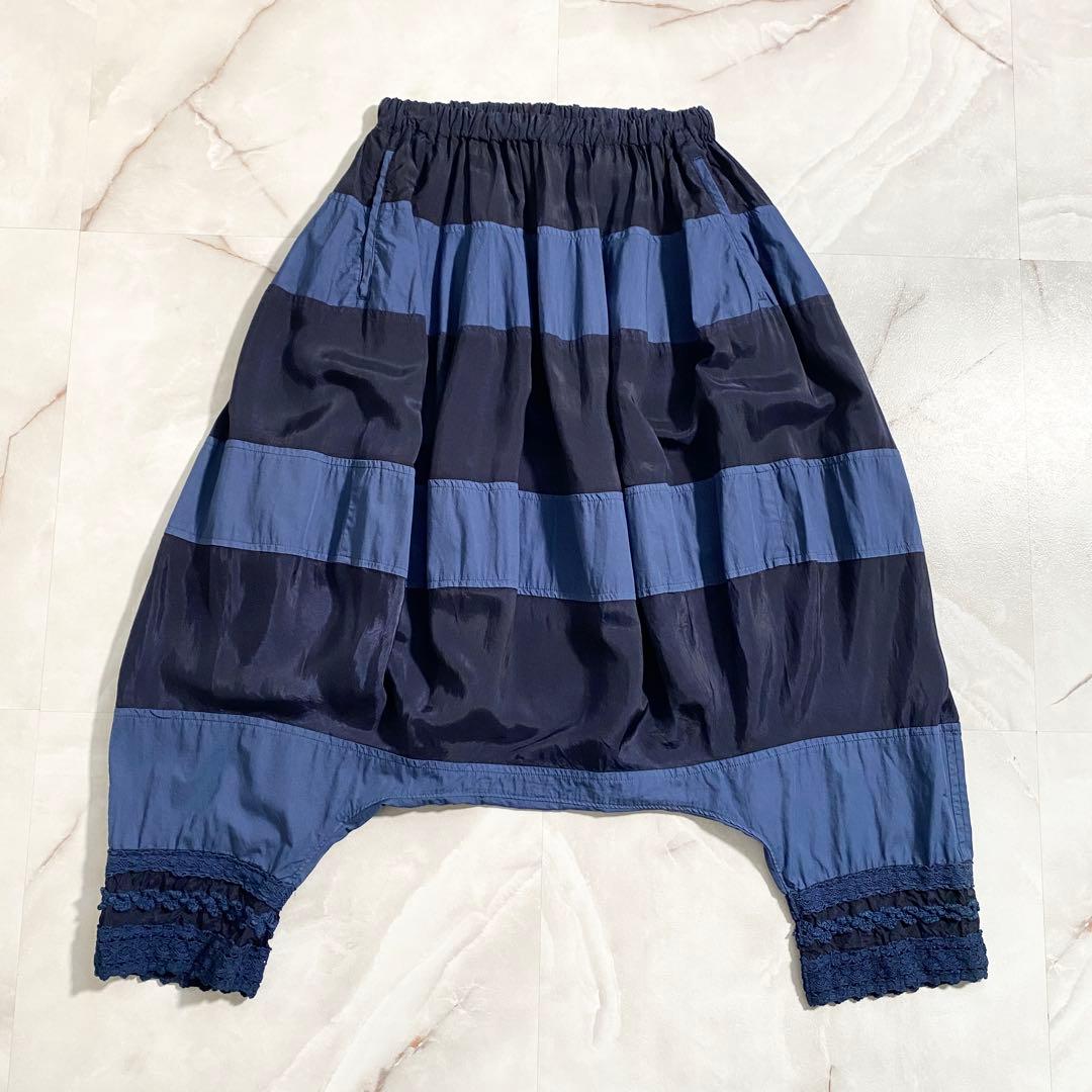 A16629 美品 トリココムデギャルソン 14ss ボーダーバルーンパンツ