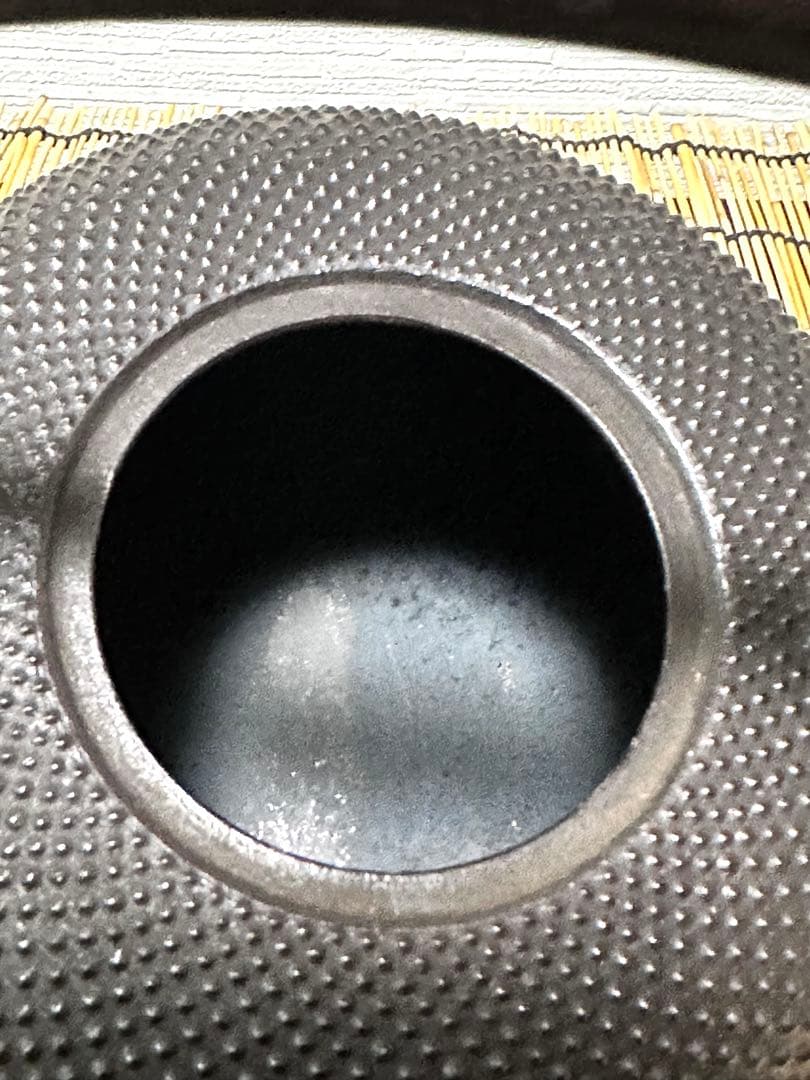 新品、供箱等付属品付　南部藤枝工房　藤枝　昌行作１２型アラレ　南部鉄瓶　南部鉄器